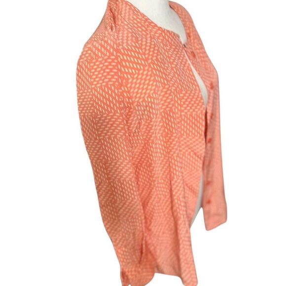 CARLISLE Silk Peachy Button Down 80s Blouse striped shoulder pads Vintage - Picture 6 of 12